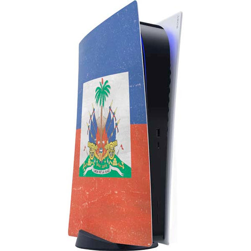 Haitian Flag Distressed PS5 Digital Edition Console Skin