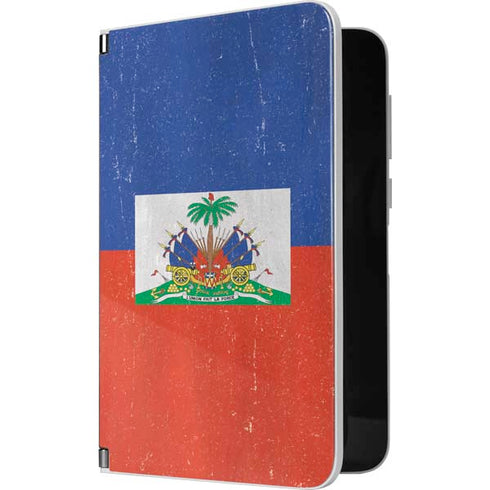 Haitian Flag Distressed Surface Duo Skin
