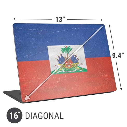 Haitian Flag Distressed Universal Laptop 16in (13 x 9.4in) Skin
