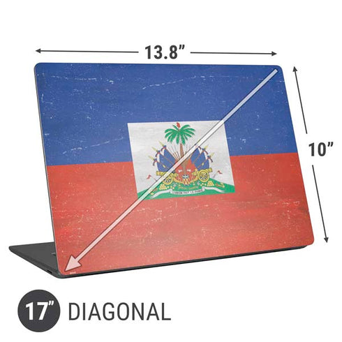 Haitian Flag Distressed Universal Laptop 17in (13.8 x 10in) Skin
