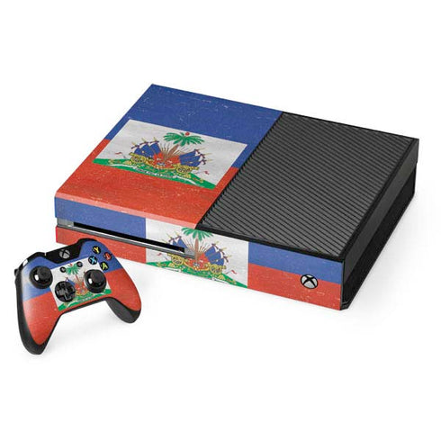 Haitian Flag Distressed Xbox One Console and Controller Bundle Skin