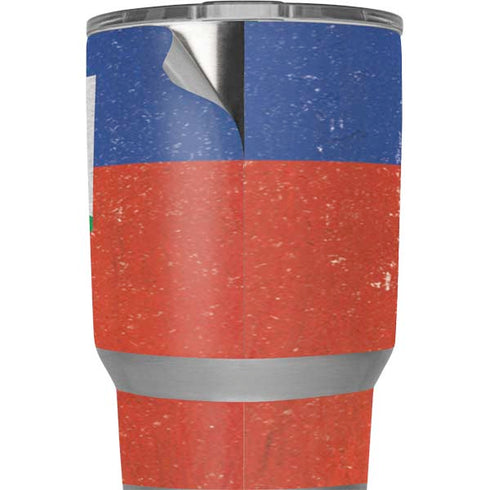 Haitian Flag Distressed Yeti 20oz Tumbler Skin