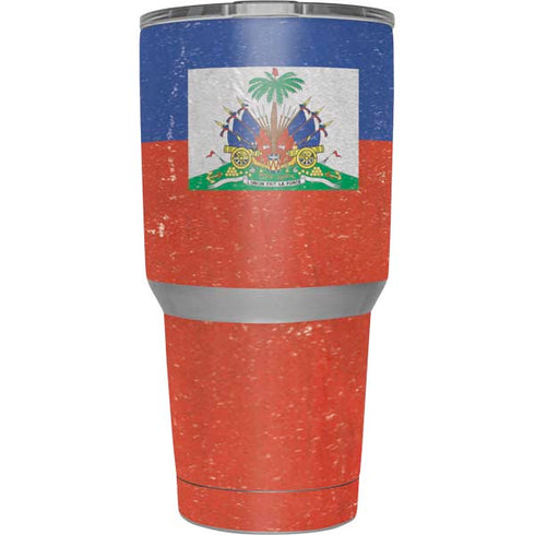 Haitian Flag Distressed Yeti 30oz Rambler Tumbler Skin