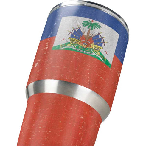 Haitian Flag Distressed Yeti 30oz Rambler Tumbler Skin