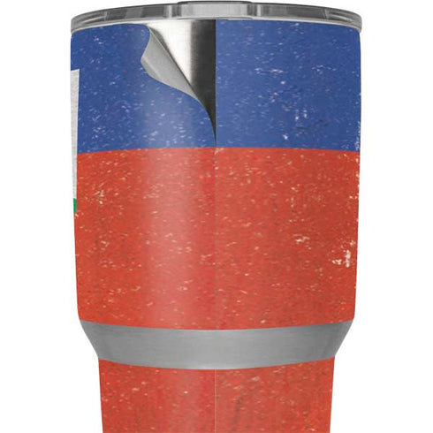 Haitian Flag Distressed Yeti 30oz Rambler Tumbler Skin