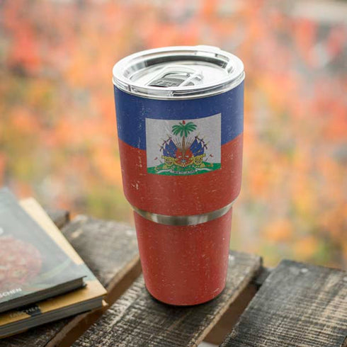 Haitian Flag Distressed Yeti 30oz Rambler Tumbler Skin