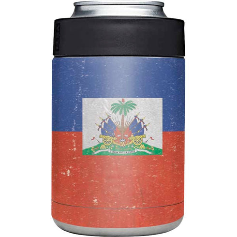 Haitian Flag Distressed Yeti Colster Can Insulator Skin