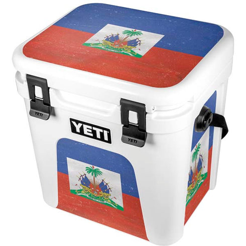 Haitian Flag Distressed YETI Roadie 24 Hard Cooler Skin