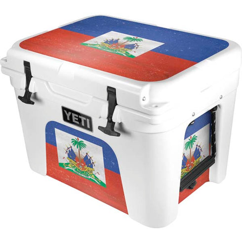 Haitian Flag Distressed YETI Tundra 35 Hard Cooler Skin