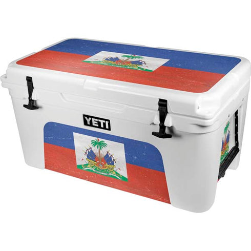 Haitian Flag Distressed YETI Tundra 65 Hard Cooler Skin