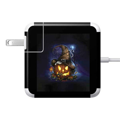 Halloween Cat and Jack O Lantern Pumpkin by Sarah Richter 85W Power Adapter (15 and 17 inch MacBook Pro Charger) Skin