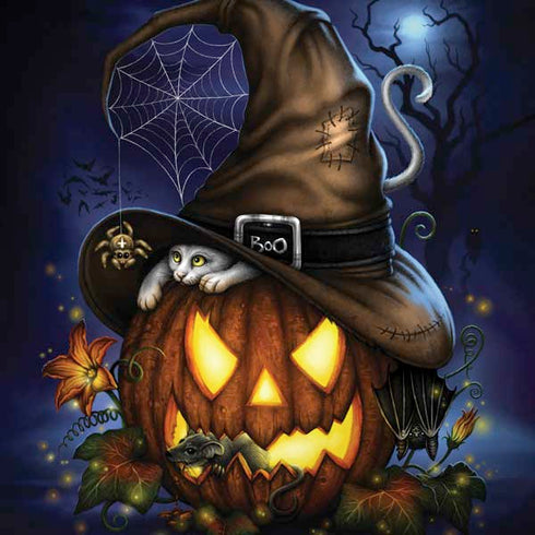 Halloween Cat and Jack O Lantern Pumpkin by Sarah Richter Dell Alienware Skin