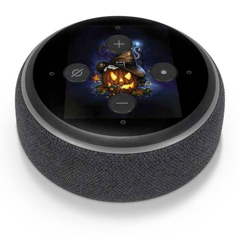Halloween Cat and Jack O Lantern Pumpkin by Sarah Richter Amazon Echo Dot Skin