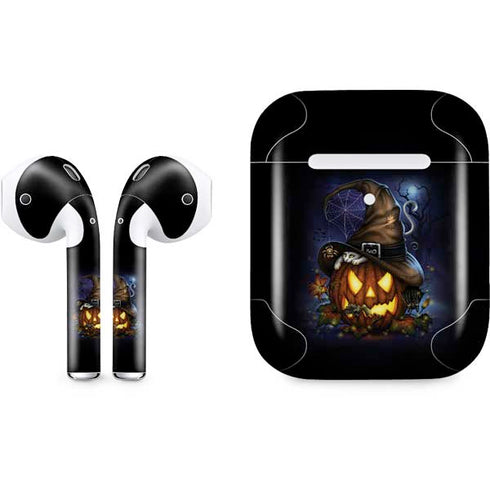 Halloween Cat and Jack O Lantern Pumpkin by Sarah Richter Apple AirPods 2 Skin