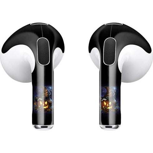Halloween Cat and Jack O Lantern Pumpkin by Sarah Richter Apple AirPods (3rd Gen 2021) Skin