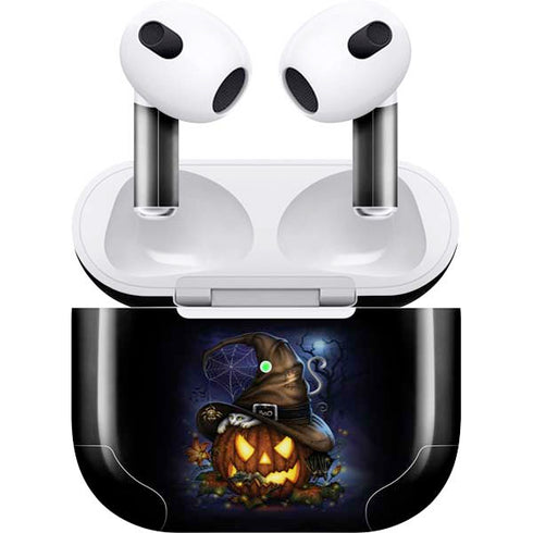 Halloween Cat and Jack O Lantern Pumpkin by Sarah Richter Apple AirPods (3rd Gen 2021) Skin