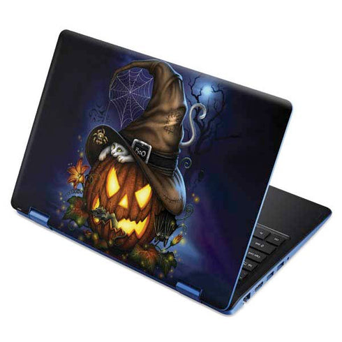 Halloween Cat and Jack O Lantern Pumpkin by Sarah Richter Aspire R11 11.6in Skin