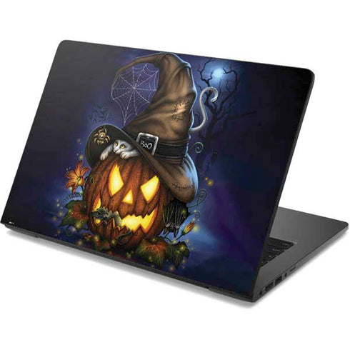 Halloween Cat and Jack O Lantern Pumpkin by Sarah Richter Dell Chromebook Skin