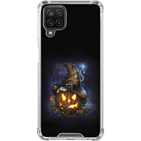 Halloween Cat and Jack O Lantern Pumpkin by Sarah Richter Galaxy A12 Clear Case