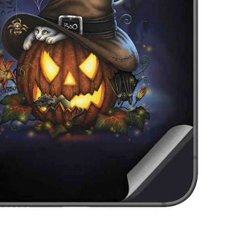 Halloween Cat and Jack O Lantern Pumpkin by Sarah Richter Galaxy A14 5G Skin