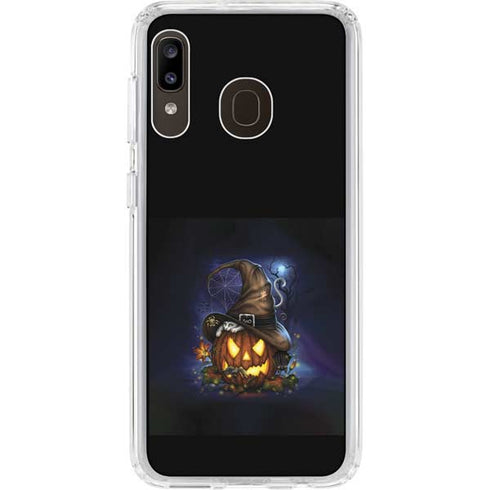 Halloween Cat and Jack O Lantern Pumpkin by Sarah Richter Galaxy A20 Clear Case