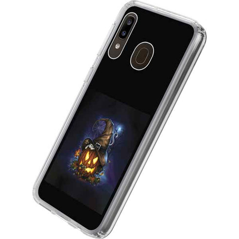 Halloween Cat and Jack O Lantern Pumpkin by Sarah Richter Galaxy A20 Clear Case