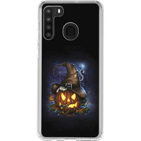 Halloween Cat and Jack O Lantern Pumpkin by Sarah Richter Galaxy A21 Clear Case