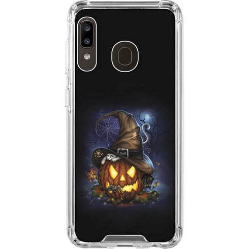 Halloween Cat and Jack O Lantern Pumpkin by Sarah Richter Galaxy A30 Clear Case
