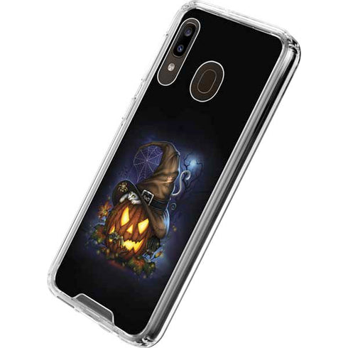 Halloween Cat and Jack O Lantern Pumpkin by Sarah Richter Galaxy A30 Clear Case