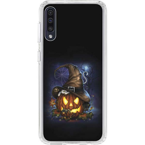 Halloween Cat and Jack O Lantern Pumpkin by Sarah Richter Galaxy A50 Clear Case