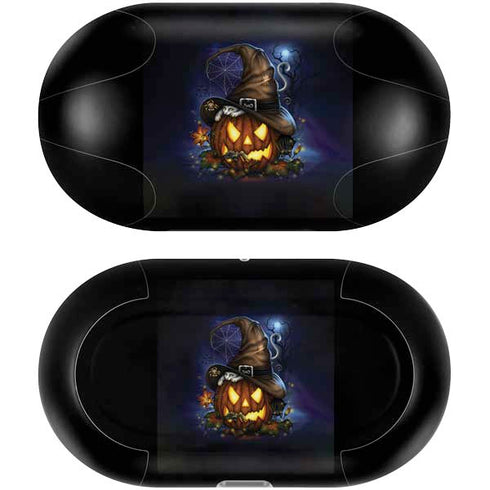 Halloween Cat and Jack O Lantern Pumpkin by Sarah Richter Galaxy Buds Plus Skin