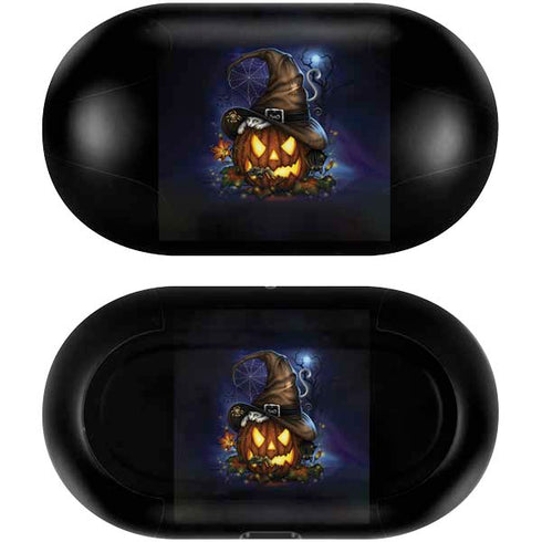 Halloween Cat and Jack O Lantern Pumpkin by Sarah Richter Galaxy Buds Skin
