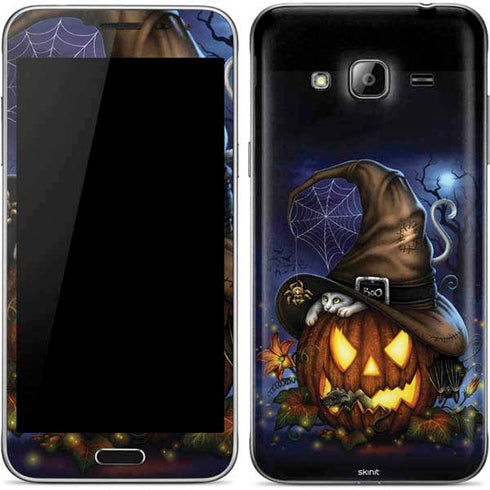 Halloween Cat and Jack O Lantern Pumpkin by Sarah Richter Galaxy J3 Skin