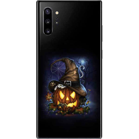 Halloween Cat and Jack O Lantern Pumpkin by Sarah Richter Galaxy Note 10 Plus Skin