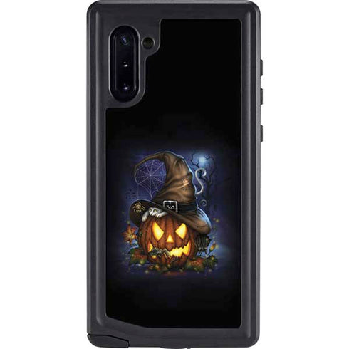 Halloween Cat and Jack O Lantern Pumpkin by Sarah Richter Galaxy Note 10 Waterproof Case