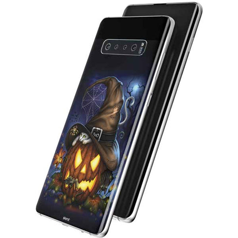 Halloween Cat and Jack O Lantern Pumpkin by Sarah Richter Galaxy S10 Plus Skin