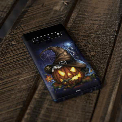 Halloween Cat and Jack O Lantern Pumpkin by Sarah Richter Galaxy S10 Plus Skin