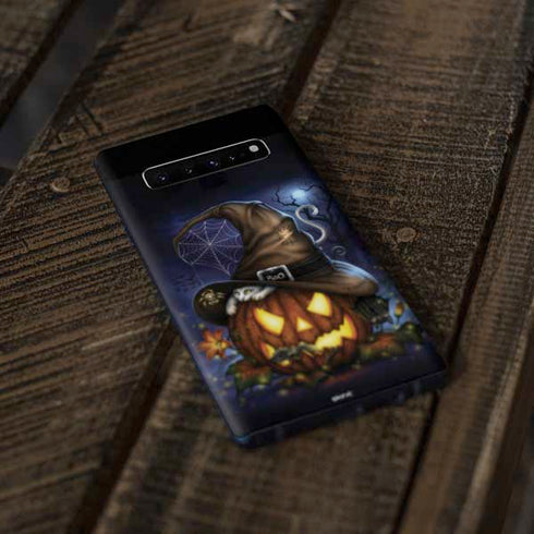 Halloween Cat and Jack O Lantern Pumpkin by Sarah Richter Galaxy S10 Skin