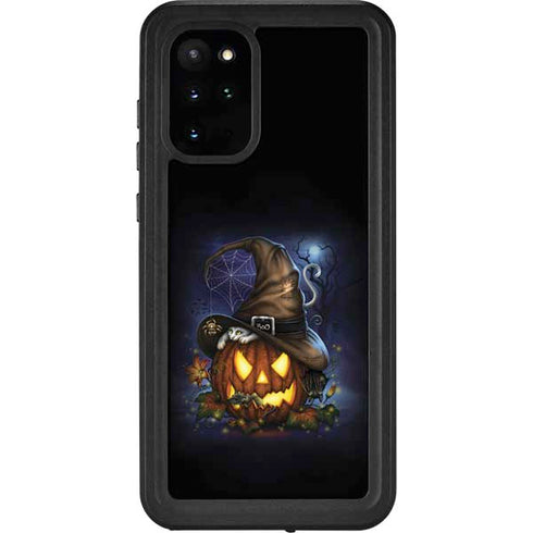 Halloween Cat and Jack O Lantern Pumpkin by Sarah Richter Galaxy S20 Plus Waterproof Case