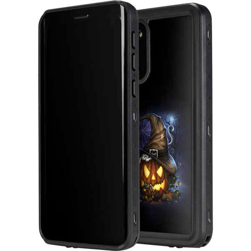 Halloween Cat and Jack O Lantern Pumpkin by Sarah Richter Galaxy S20 Plus Waterproof Case