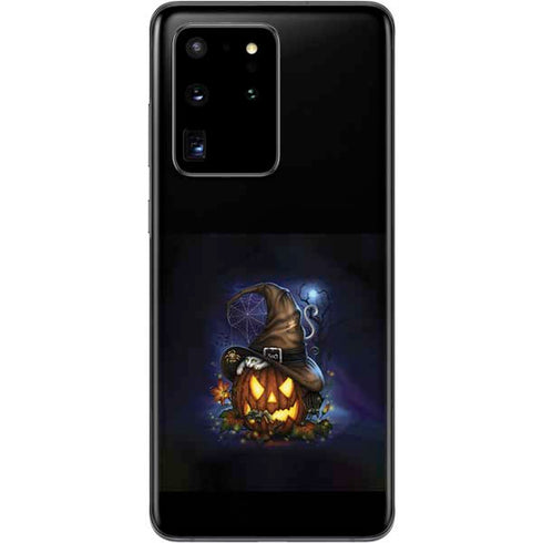 Halloween Cat and Jack O Lantern Pumpkin by Sarah Richter Galaxy S20 Ultra 5G Skin