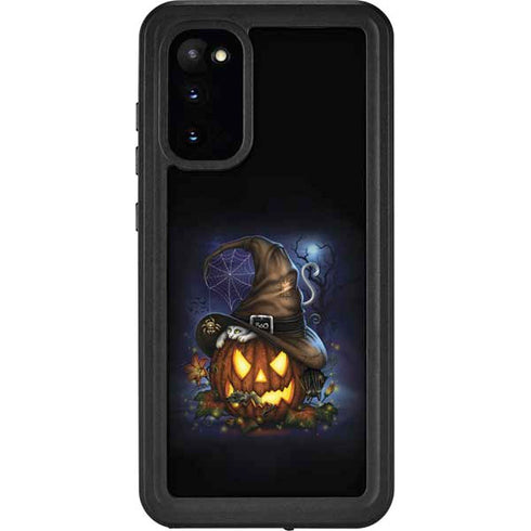Halloween Cat and Jack O Lantern Pumpkin by Sarah Richter Galaxy S20 Waterproof Case