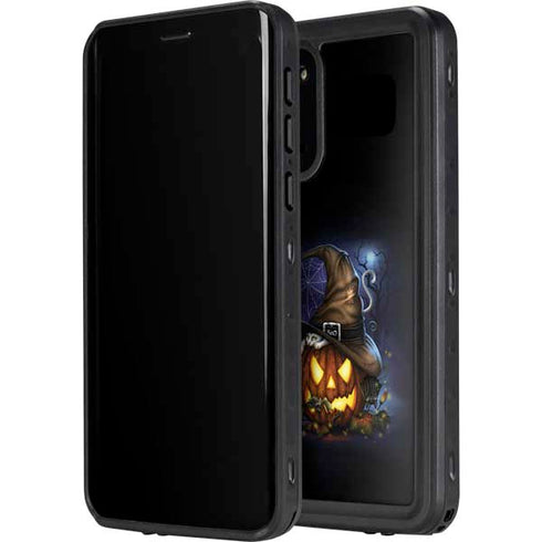 Halloween Cat and Jack O Lantern Pumpkin by Sarah Richter Galaxy S20 Waterproof Case