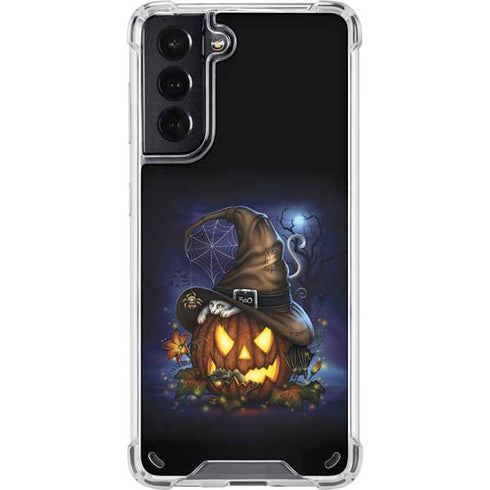 Halloween Cat and Jack O Lantern Pumpkin by Sarah Richter Galaxy S21 5G Clear Case