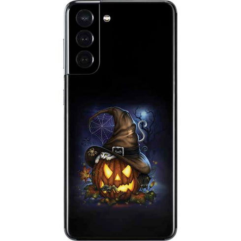 Halloween Cat and Jack O Lantern Pumpkin by Sarah Richter Galaxy S21 5G Skin