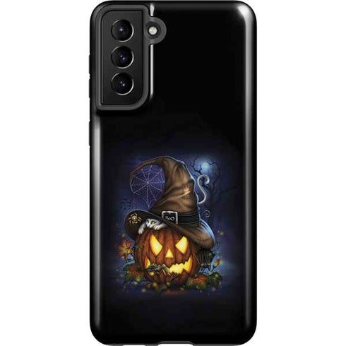 Halloween Cat and Jack O Lantern Pumpkin by Sarah Richter Galaxy S21 FE Pro Case