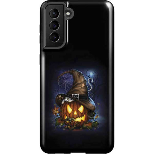 Halloween Cat and Jack O Lantern Pumpkin by Sarah Richter Galaxy S21 Plus 5G Pro Case