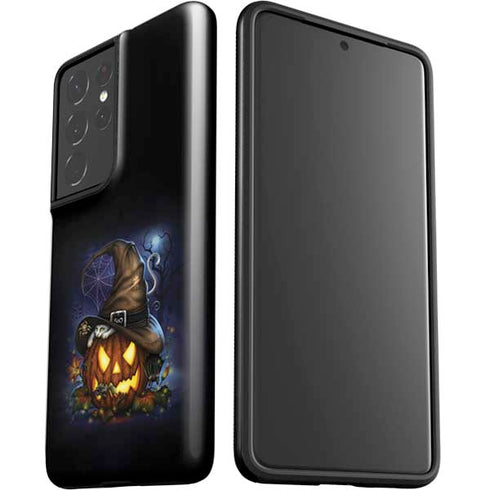 Halloween Cat and Jack O Lantern Pumpkin by Sarah Richter Galaxy S21 Ultra 5G Pro Case