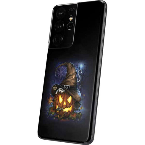 Halloween Cat and Jack O Lantern Pumpkin by Sarah Richter Galaxy S21 Ultra 5G Skin