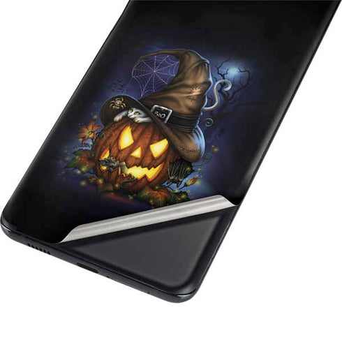 Halloween Cat and Jack O Lantern Pumpkin by Sarah Richter Galaxy S21 Ultra 5G Skin
